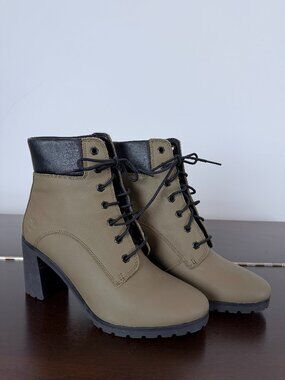Timberland Allington 6-Inch Lace-Up Heeled Boots, Military Olive.  Womens size 9